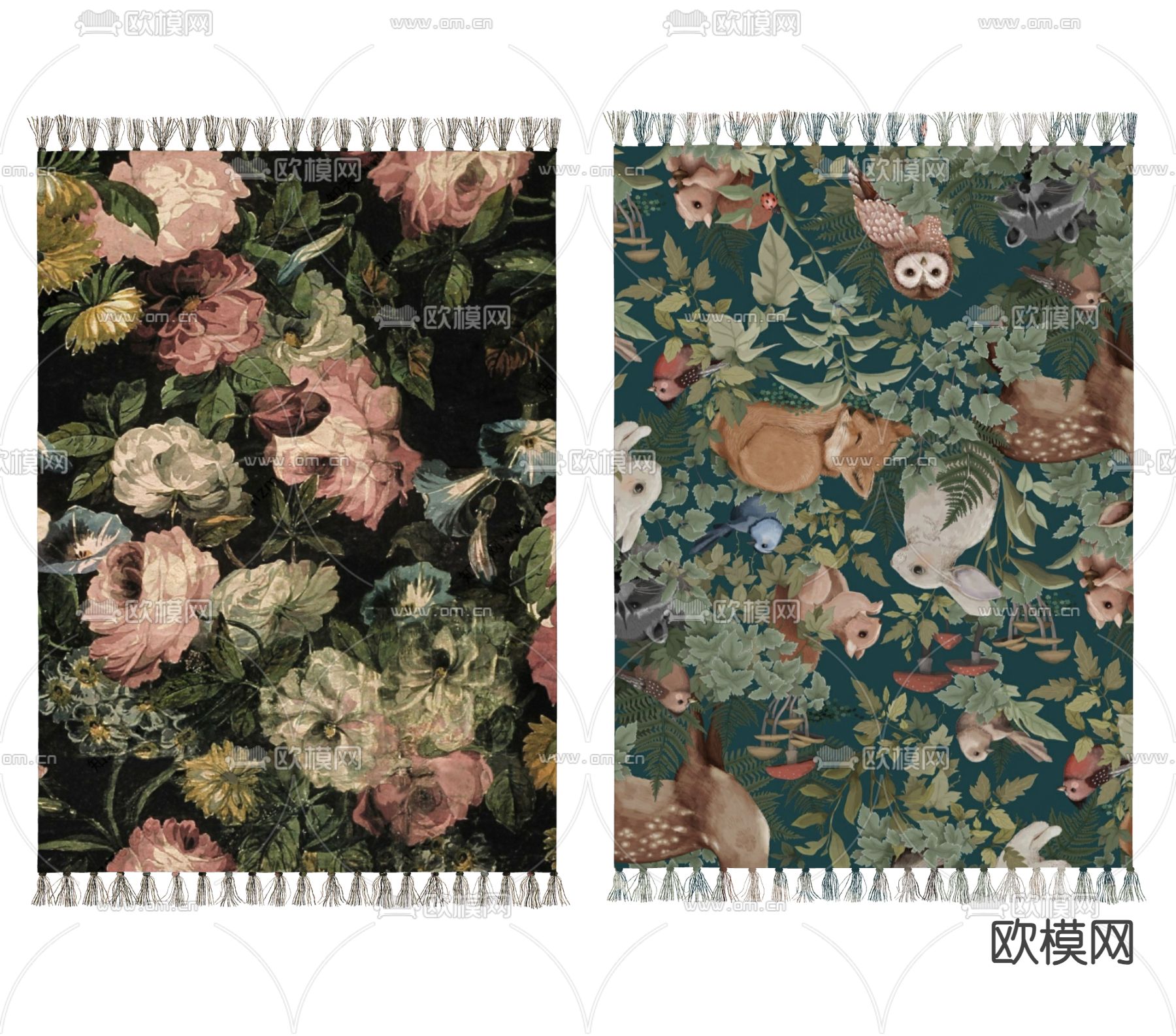 美式方形地毯su模型下载（渲染图1）