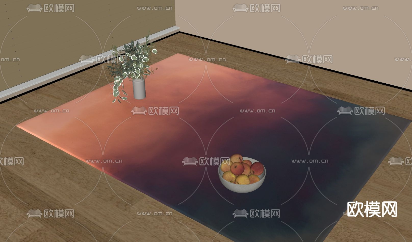 现代地毯su模型下载（渲染图1）