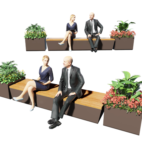  户外公共椅 景观座凳su模型 