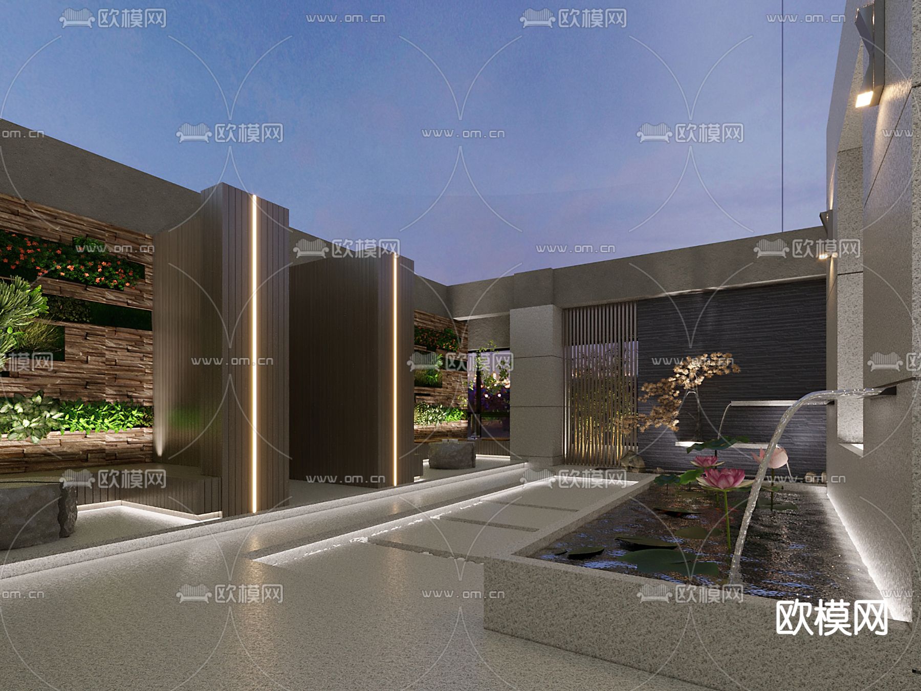 新中式屋顶花园33d模型下载（渲染图4）