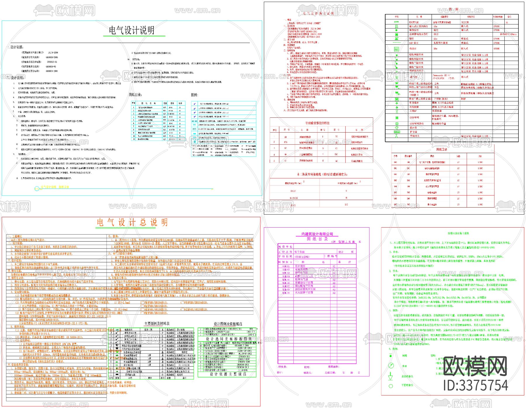 餐饮电气 餐饮给排水 电气设计说明cad图库下载（渲染图4）