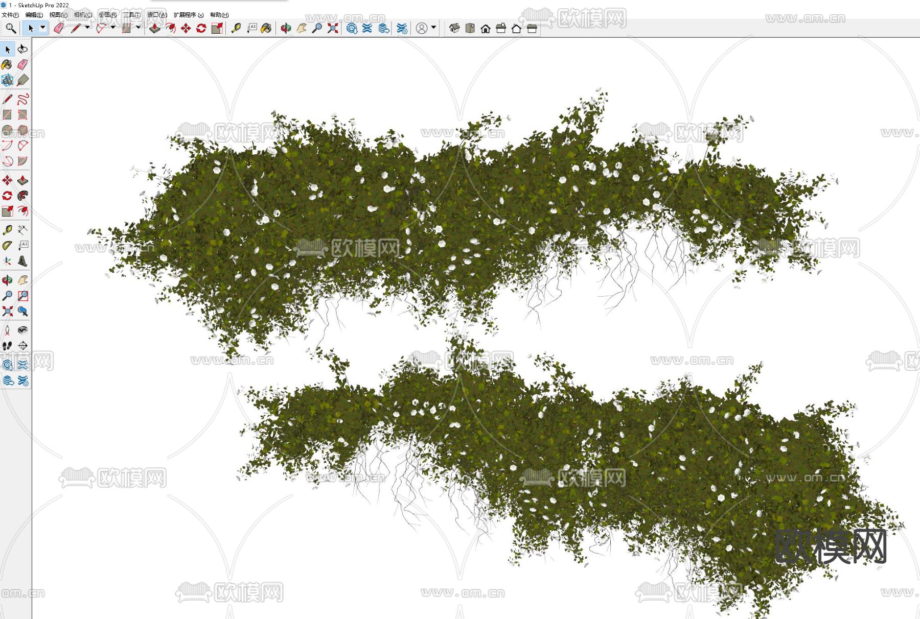 绿植藤蔓 爬墙虎 攀缘植物su模型下载（渲染图1）