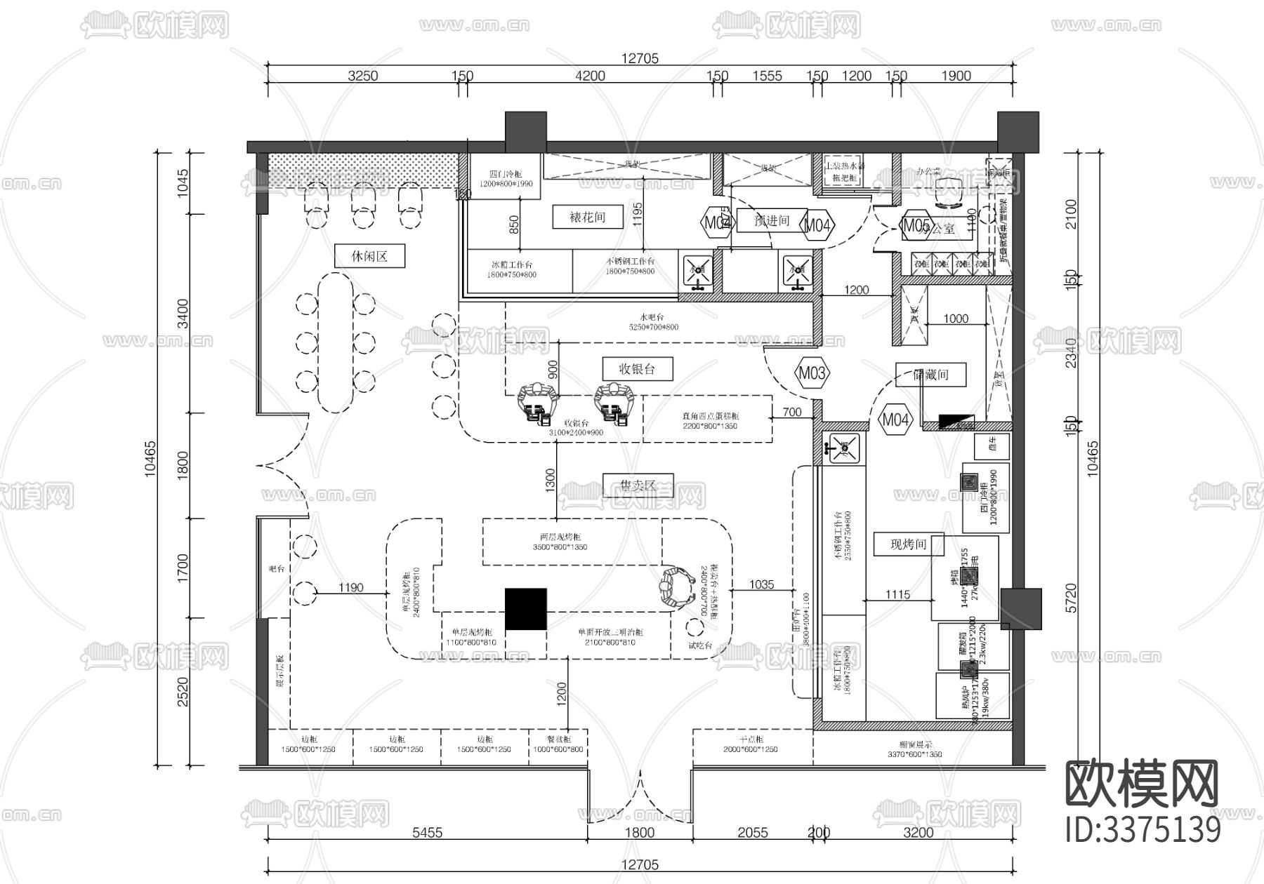 烘焙面包店CAD图库下载（渲染图5）