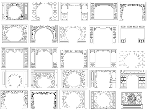  中式屏风cad图库 