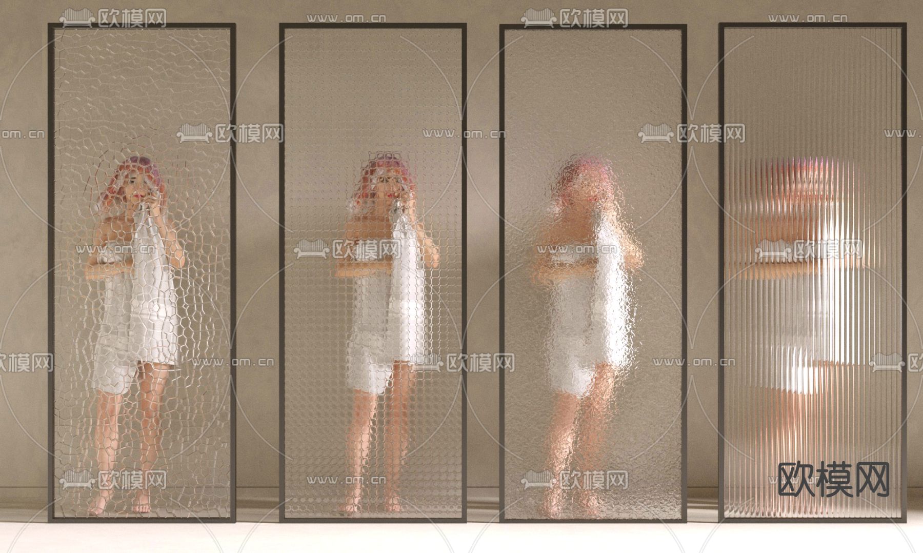 现代艺术隔断 玻璃隔断3d模型下载