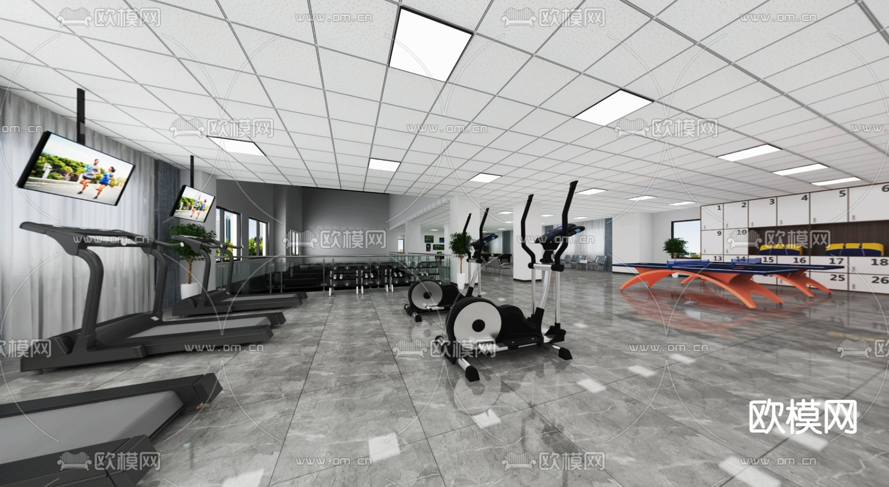 社区活动中心 活动室3d模型下载（渲染图4）