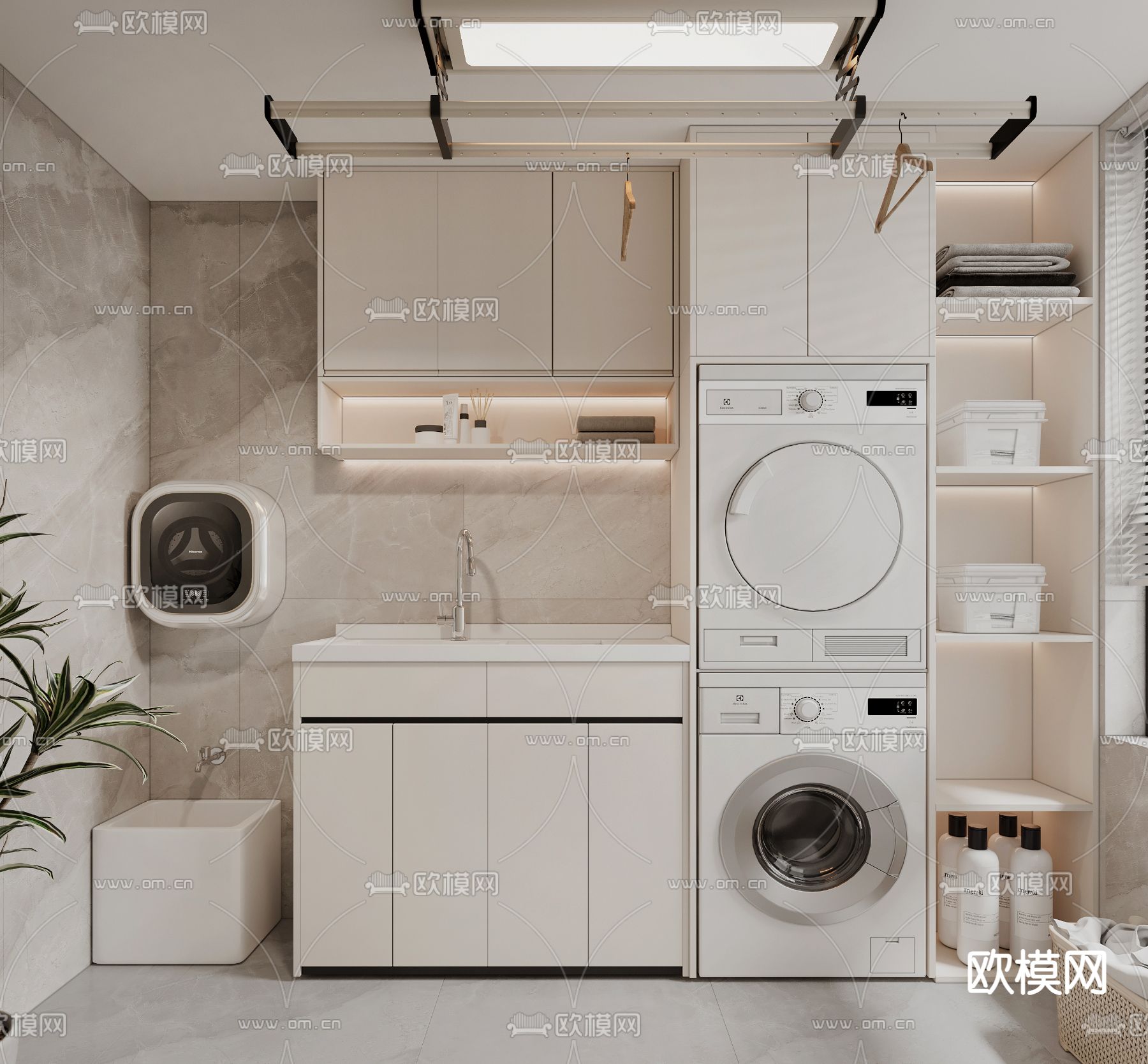 现代阳台柜 洗衣房3d模型下载