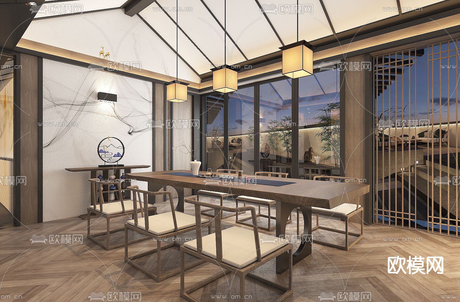 新中式茶馆 茶楼3d模型下载