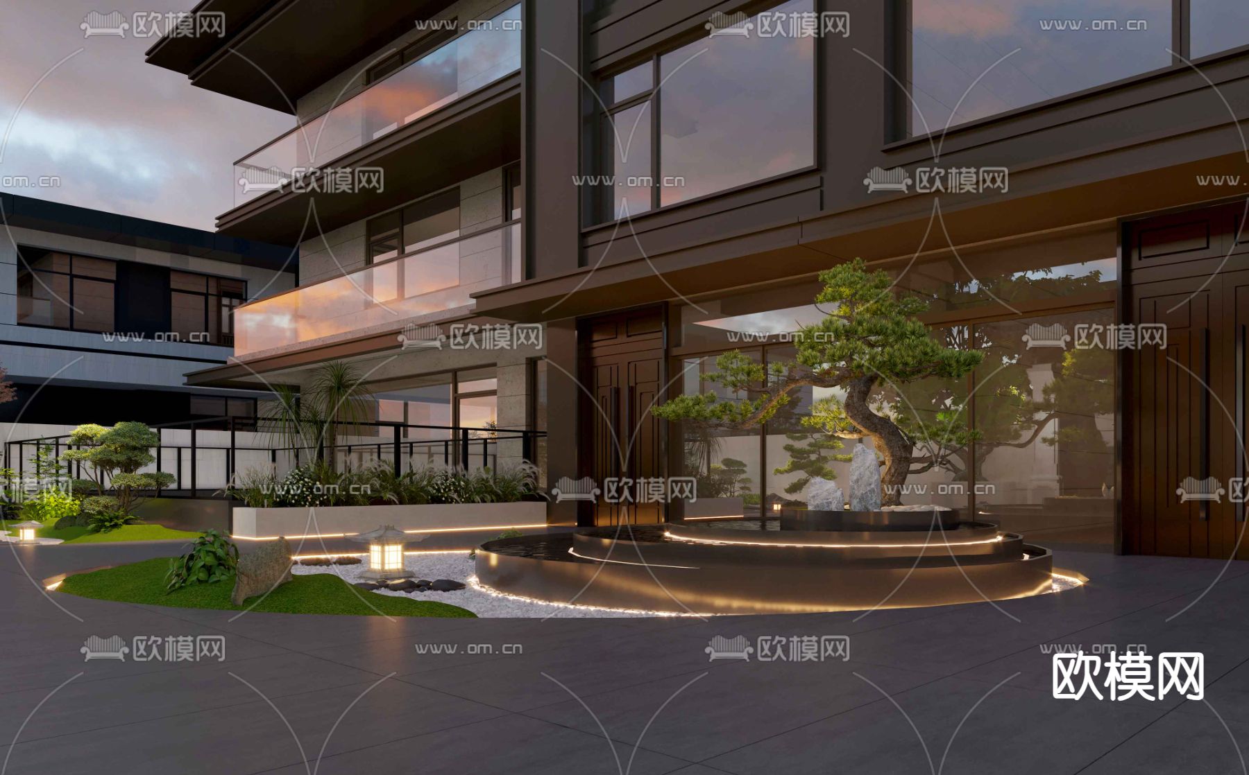 庭院景观 别墅花园3d模型下载（渲染图3）