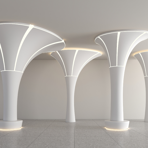  现代发光柱子su模型 