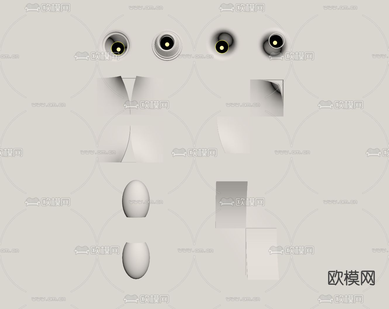 奶油风壁灯 石膏灯 射灯su模型下载（渲染图1）