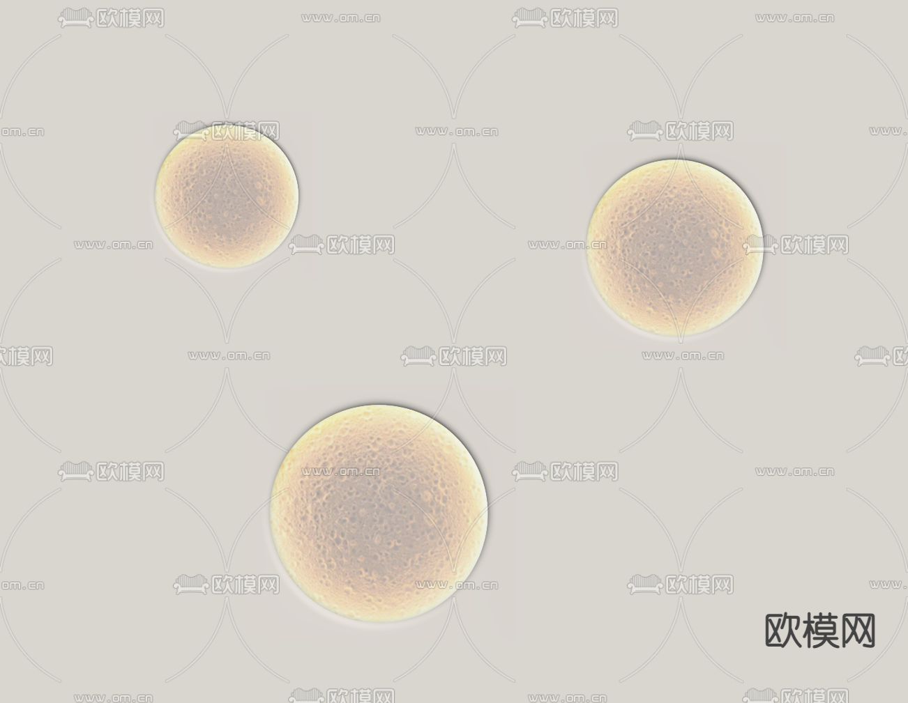 奶油风月球灯 墙面镶嵌灯su模型下载（渲染图1）