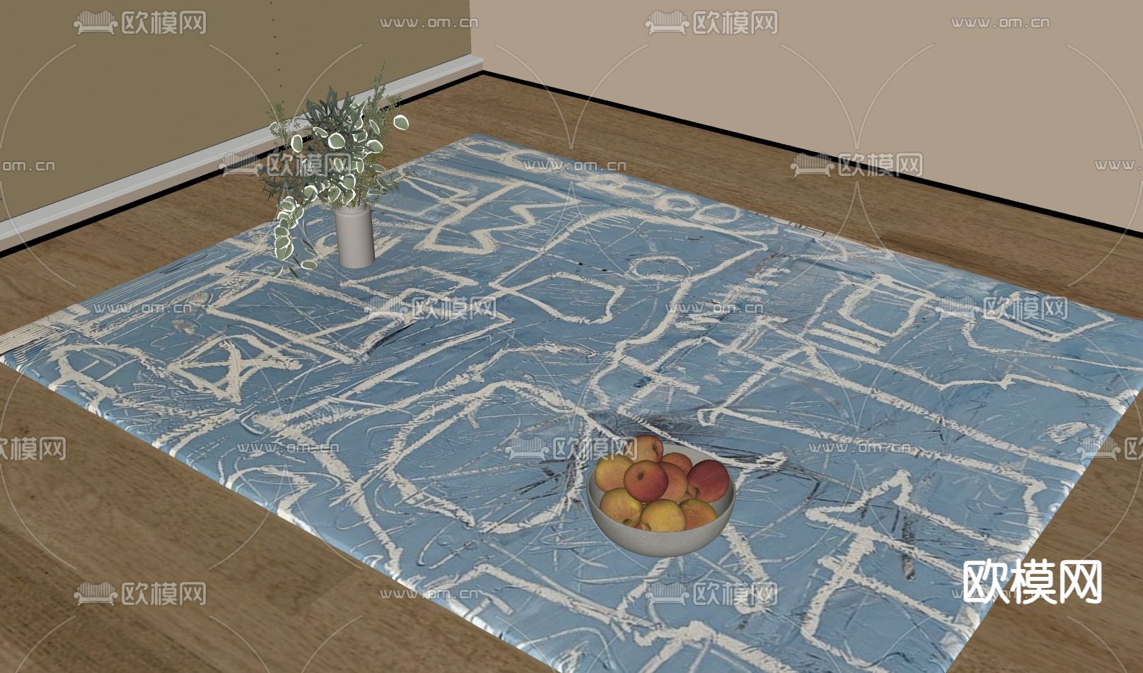 现代地毯su模型下载（渲染图1）
