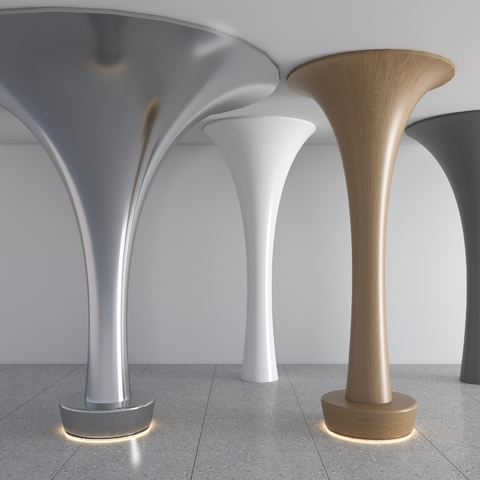  现代发光柱子 扭曲圆柱子su模型 