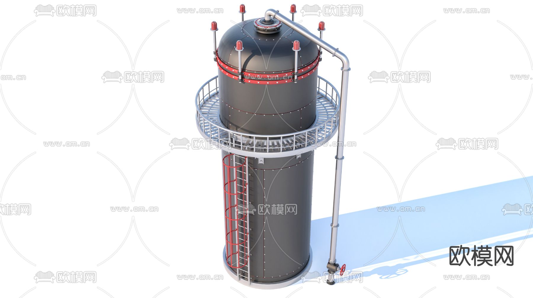 反应炉 储存罐 工厂设备su模型下载（渲染图2）