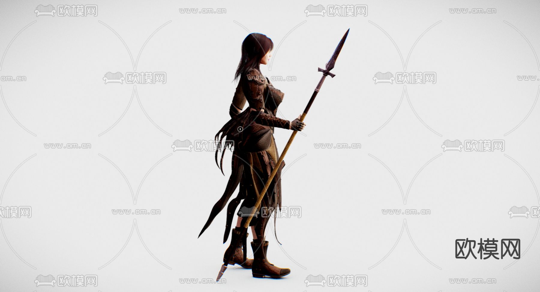 游戏角色 女战士3d模型下载（渲染图2）