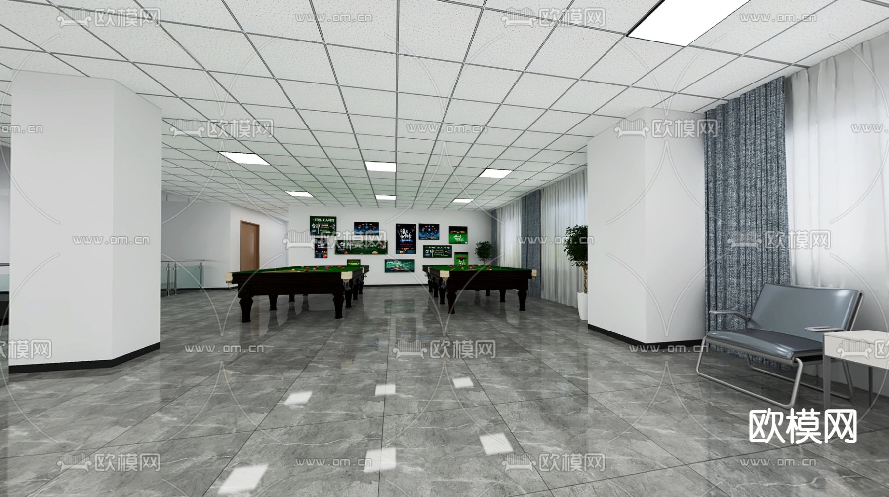 社区活动中心 活动室3d模型下载（渲染图2）