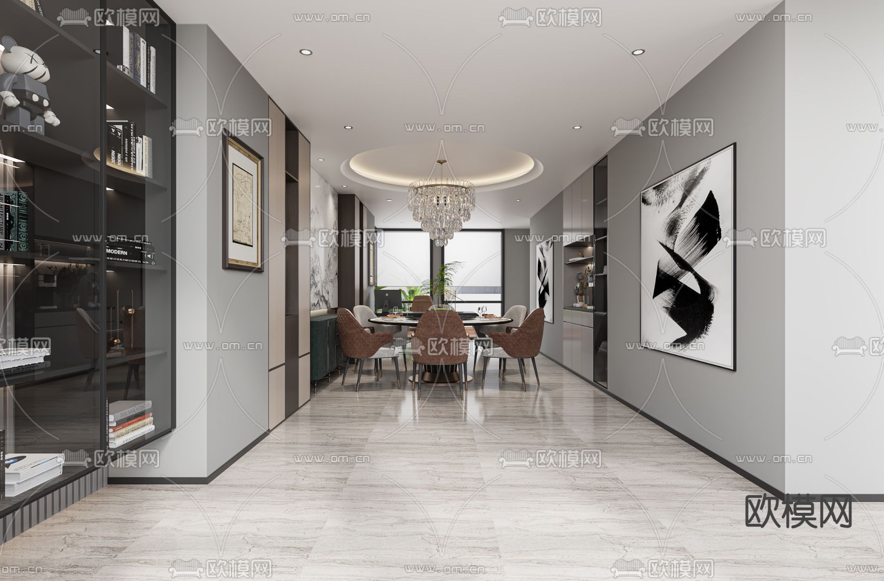 现代会客厅 接待室3d模型下载（渲染图3）