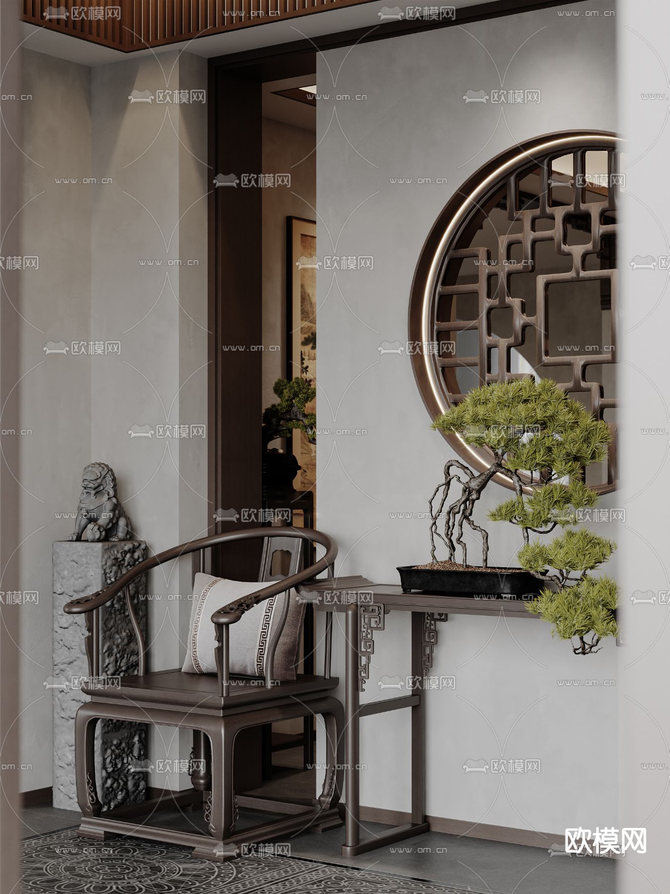 新中式圈椅 单椅 椅子3d模型下载