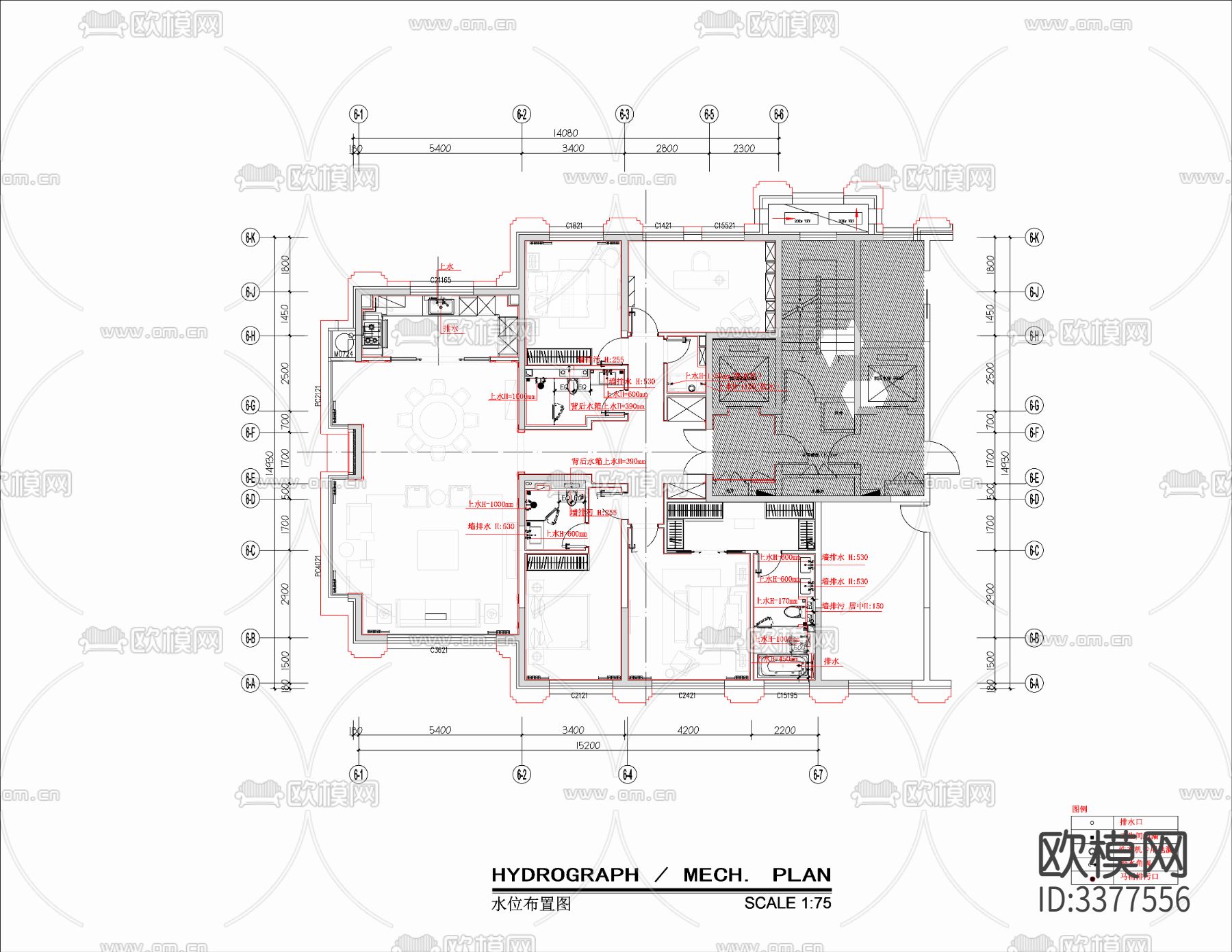 家装水电cad施工图下载（渲染图2）