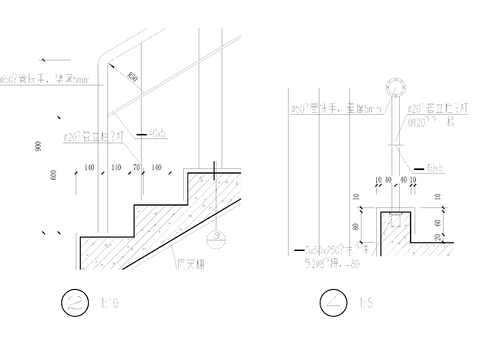  室内室外多种节点大样图纸 不锈钢扶手 车库坡道扶手 防爆电缆cad大样图 