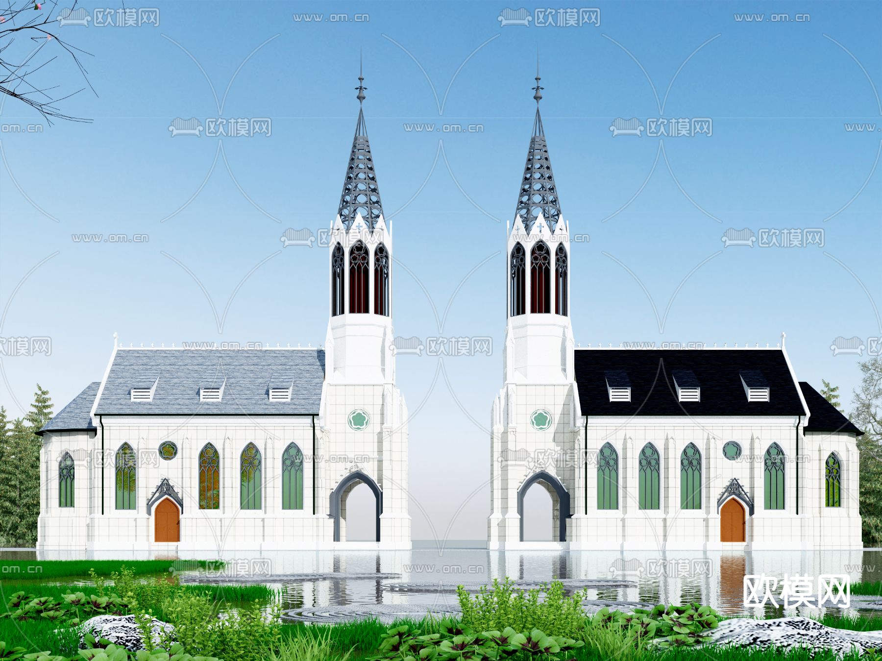 简欧独栋别墅3d模型下载