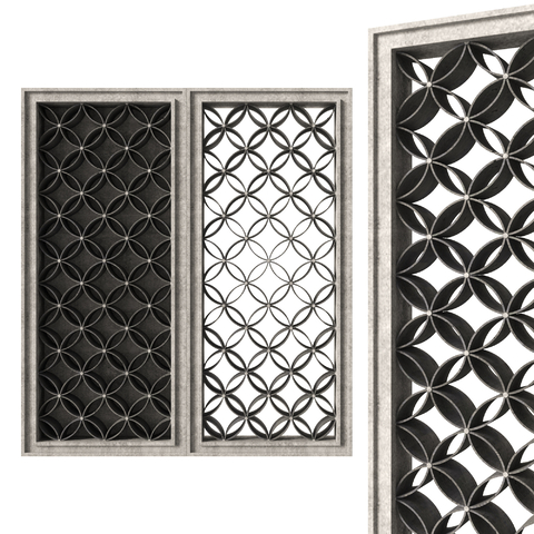  中式雕花 石窗花su模型 