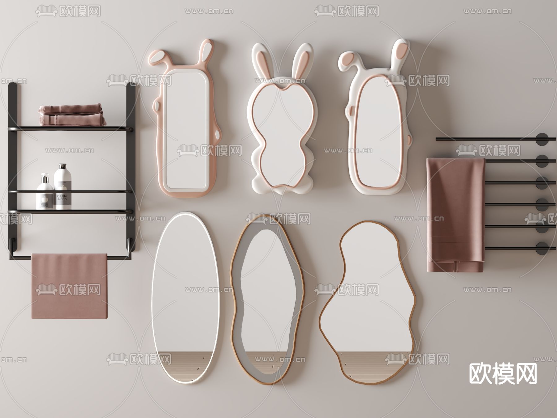 镜子 卡通镜 浴室镜3d模型下载