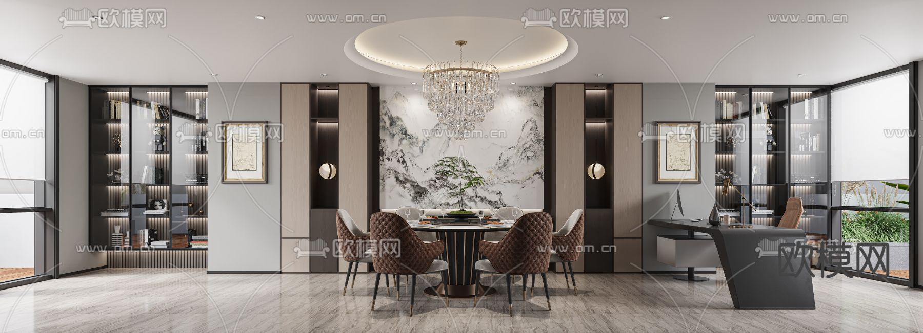 现代会客厅 接待室3d模型下载（渲染图1）