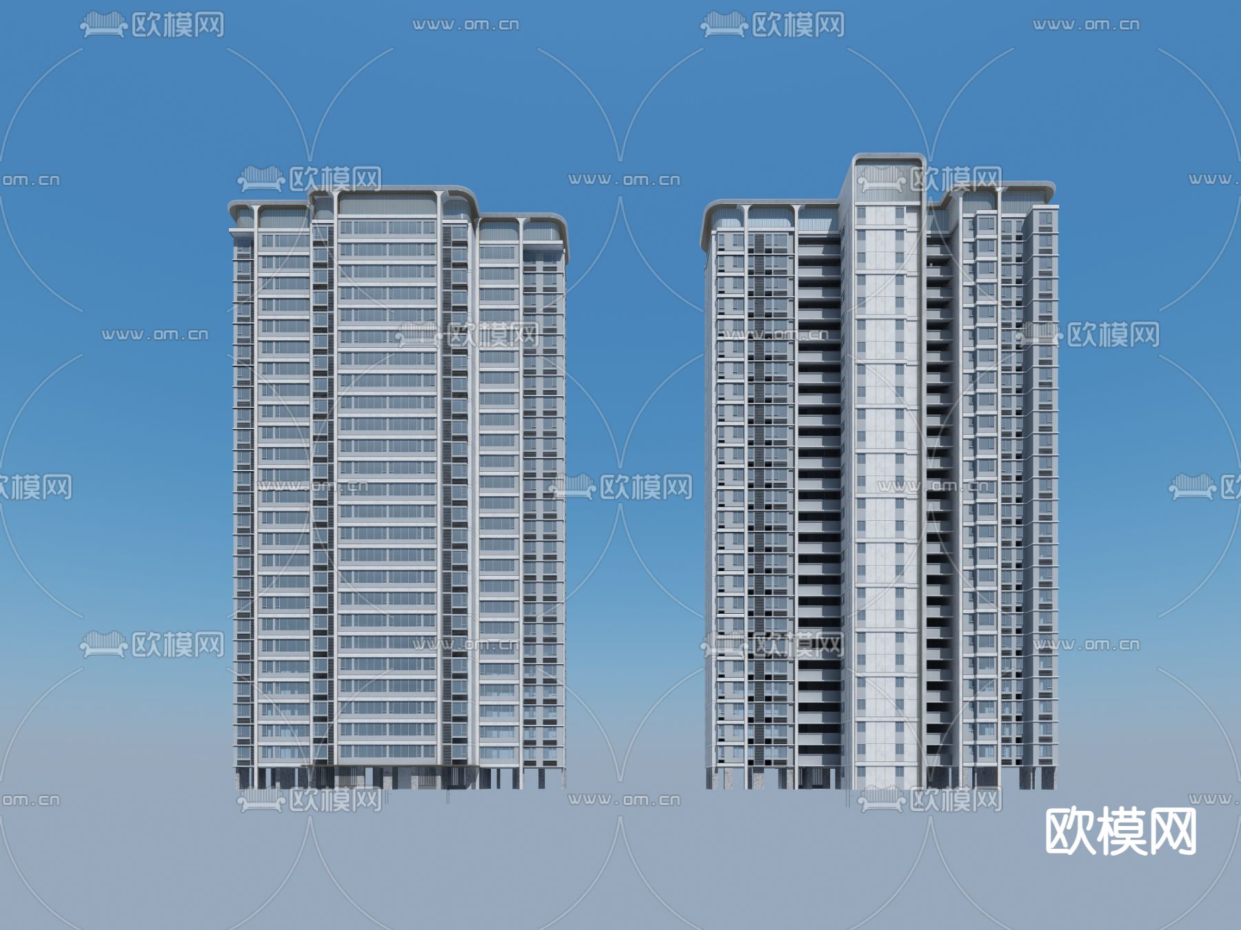 高层住宅建筑外观3d模型下载