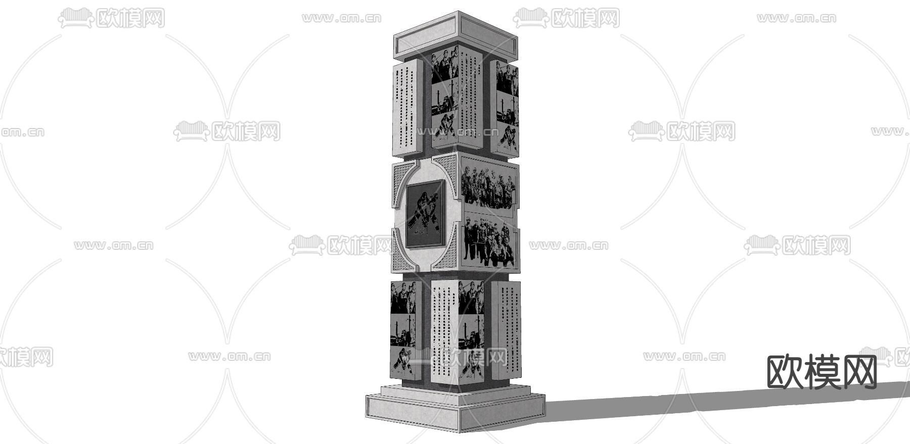 景观柱子su模型下载