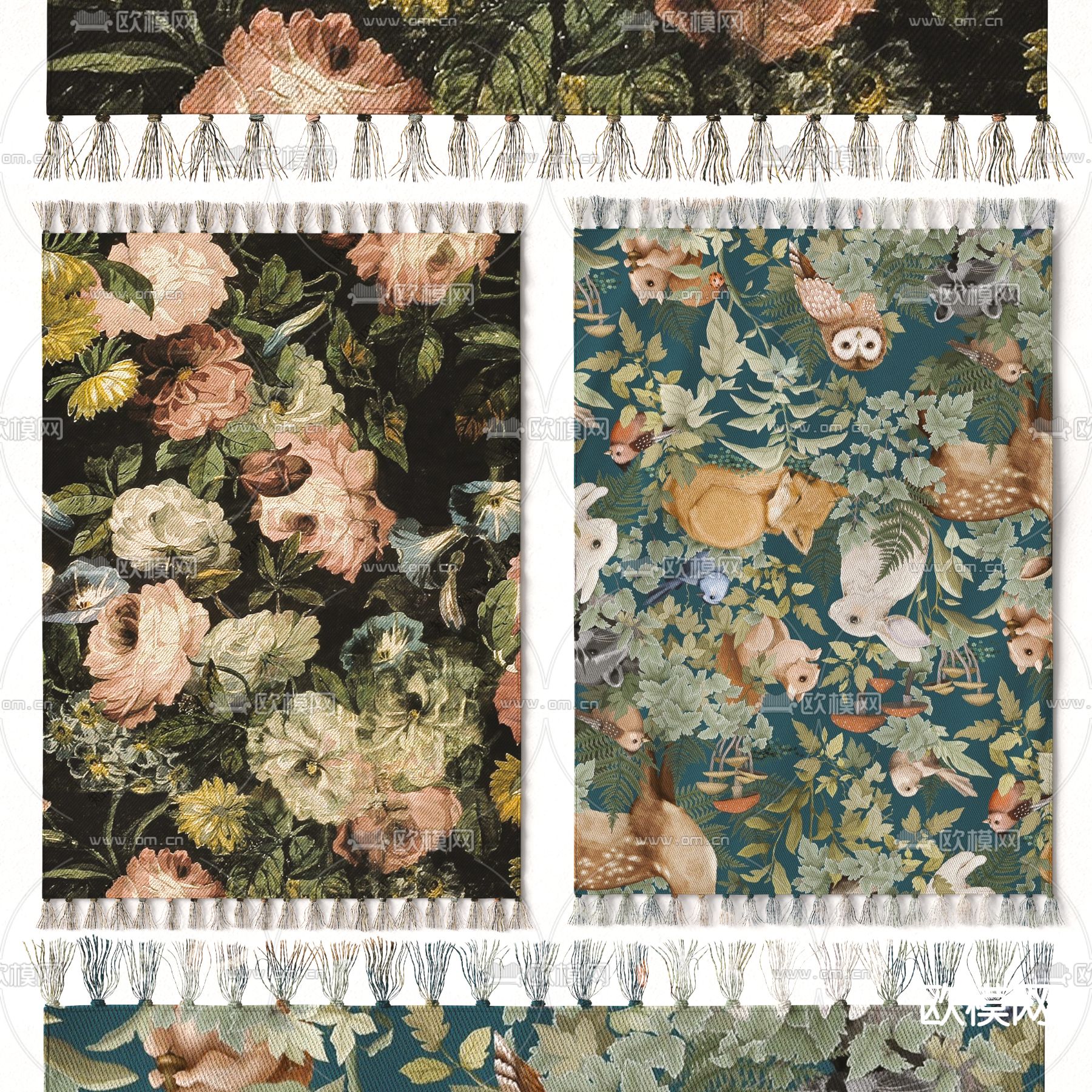 美式方形地毯su模型下载（渲染图2）