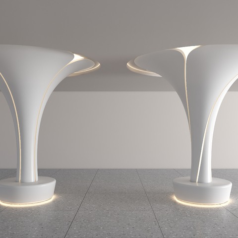  现代发光柱子su模型 