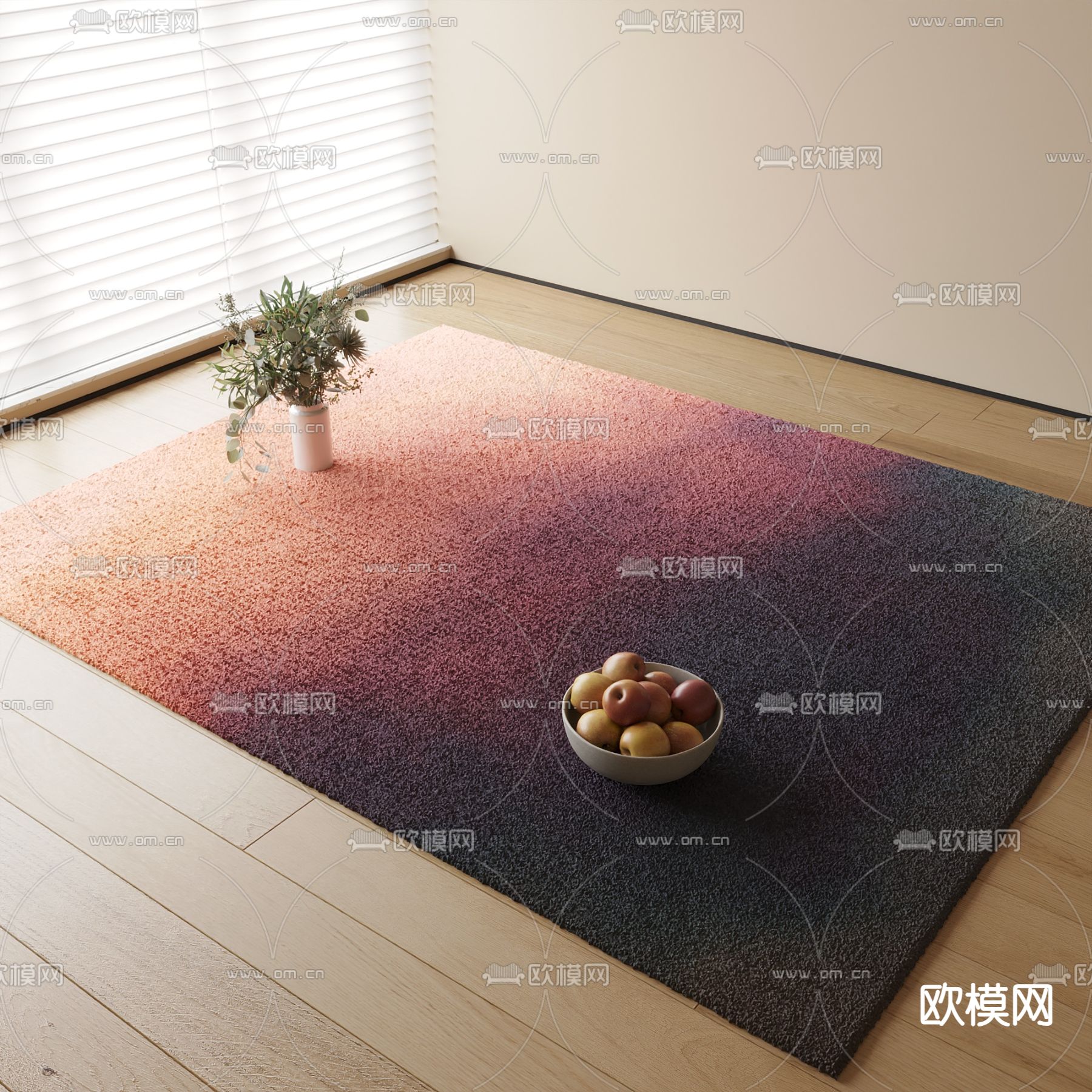 现代地毯su模型下载（渲染图2）