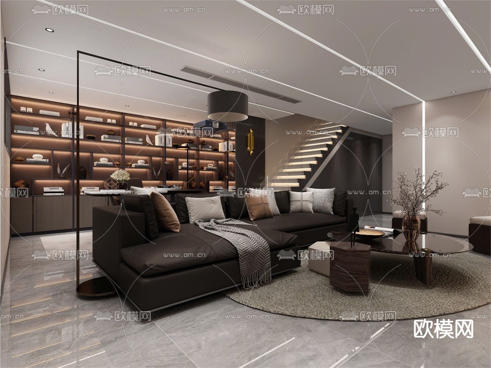 现代视听室 影音室3d模型下载