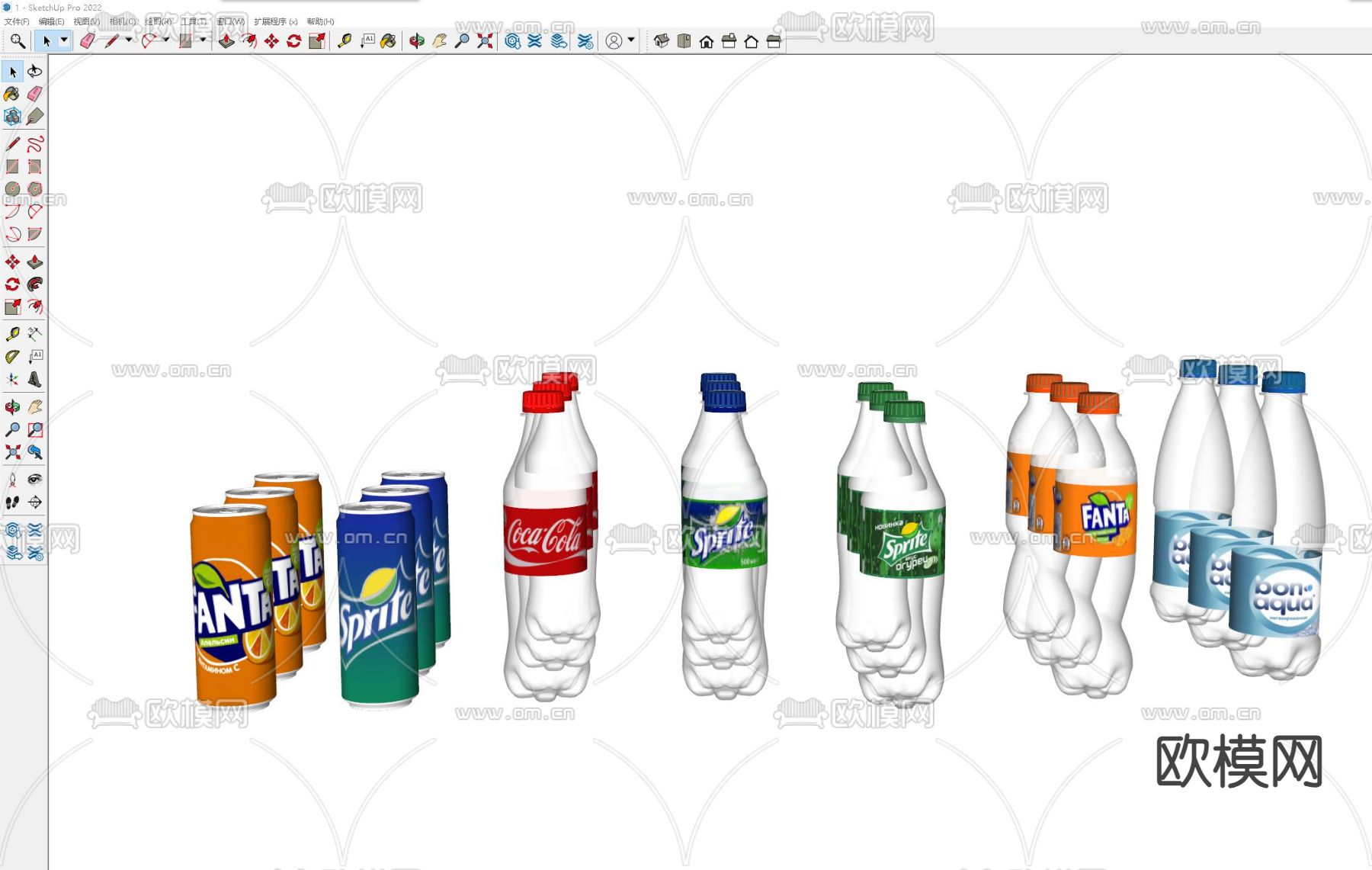 饮料 冷饮 可乐 雪碧 芬达su模型下载（渲染图1）