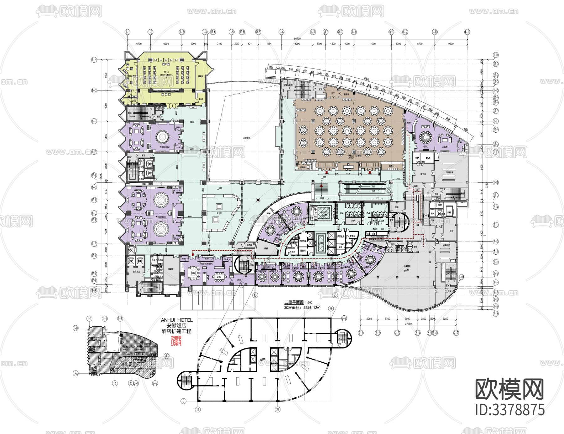 中式饭店餐厅CAD施工图下载（渲染图8）