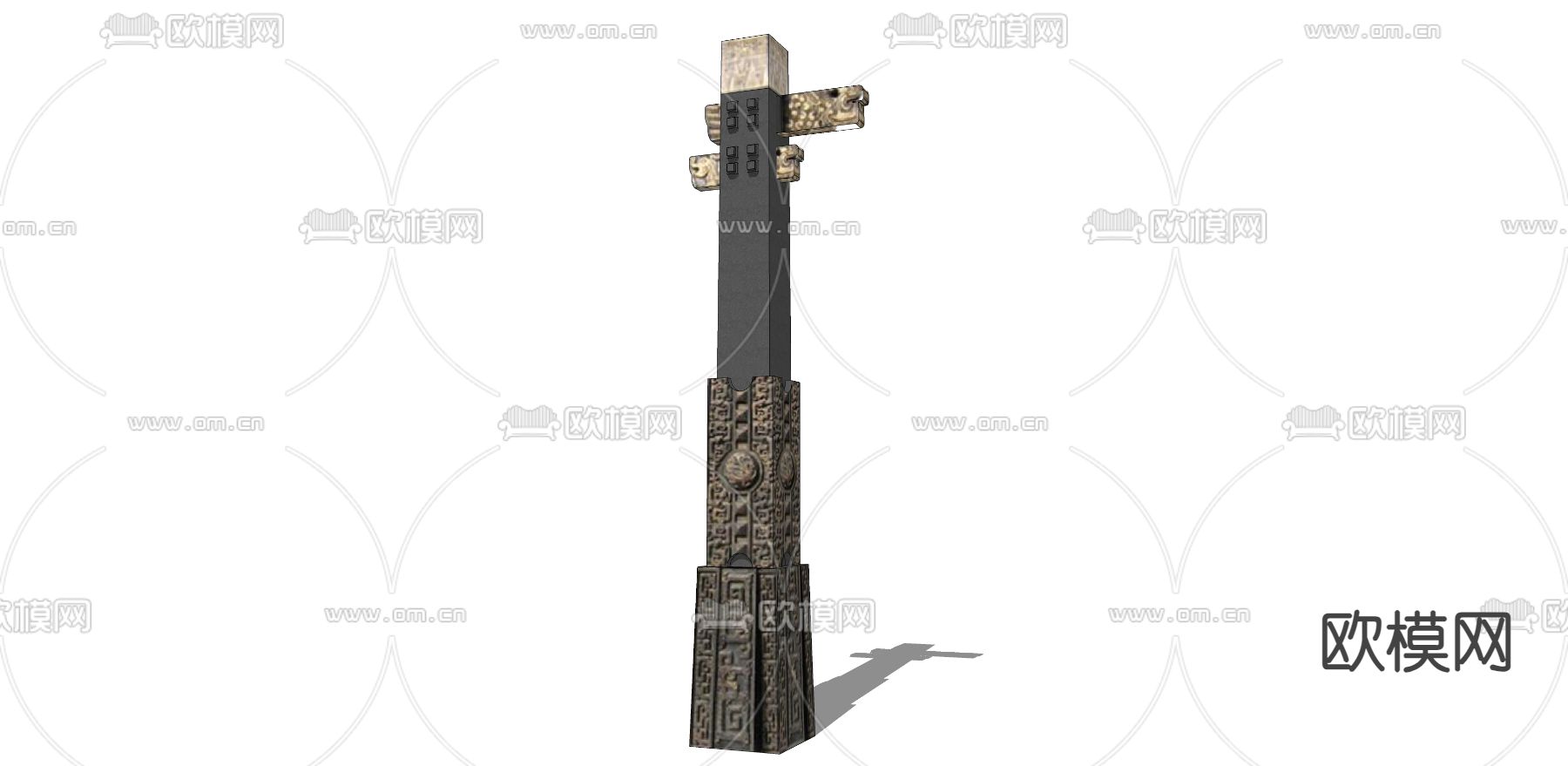 景观柱子su模型下载