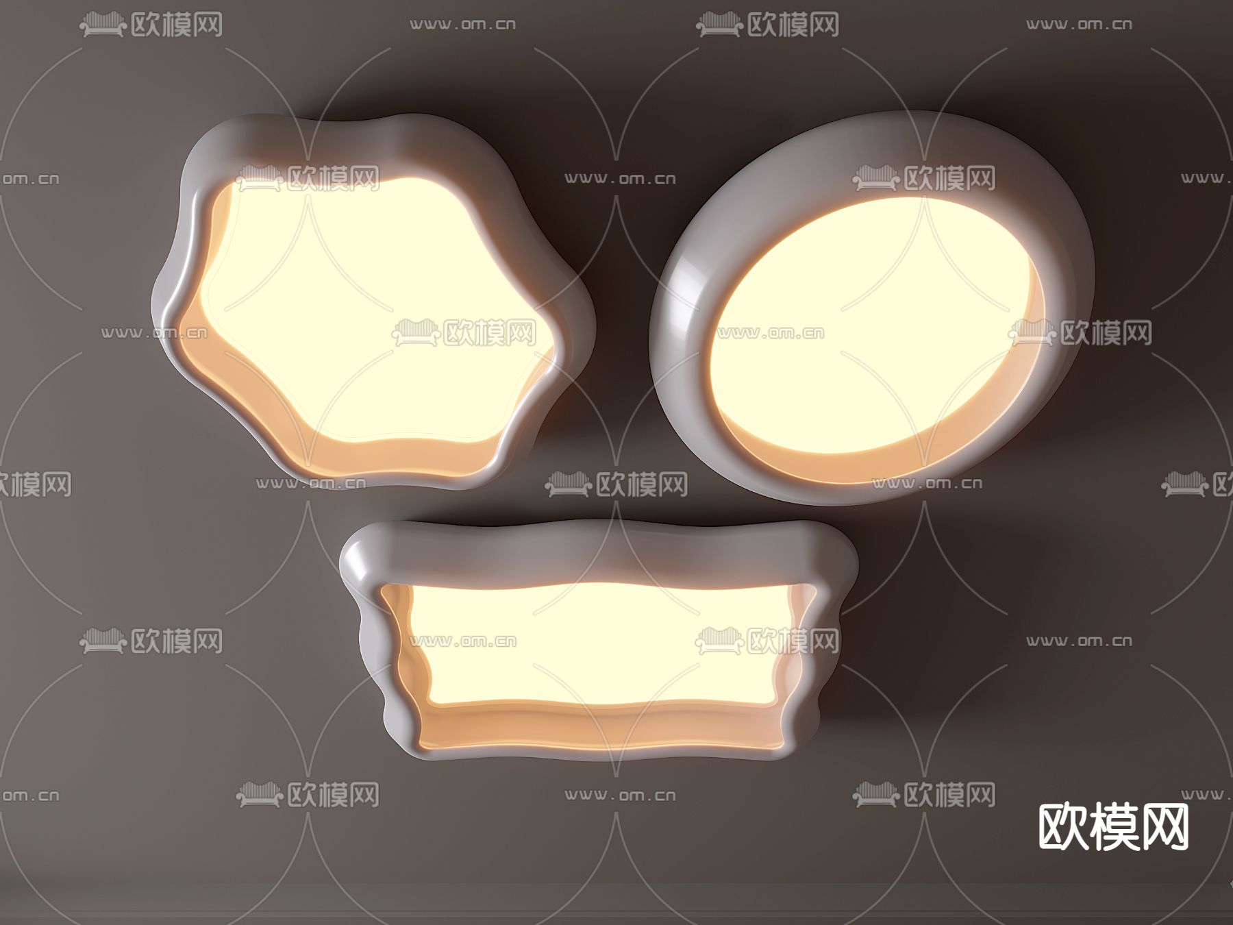 吸顶灯 几何形吸顶灯su模型下载（渲染图2）