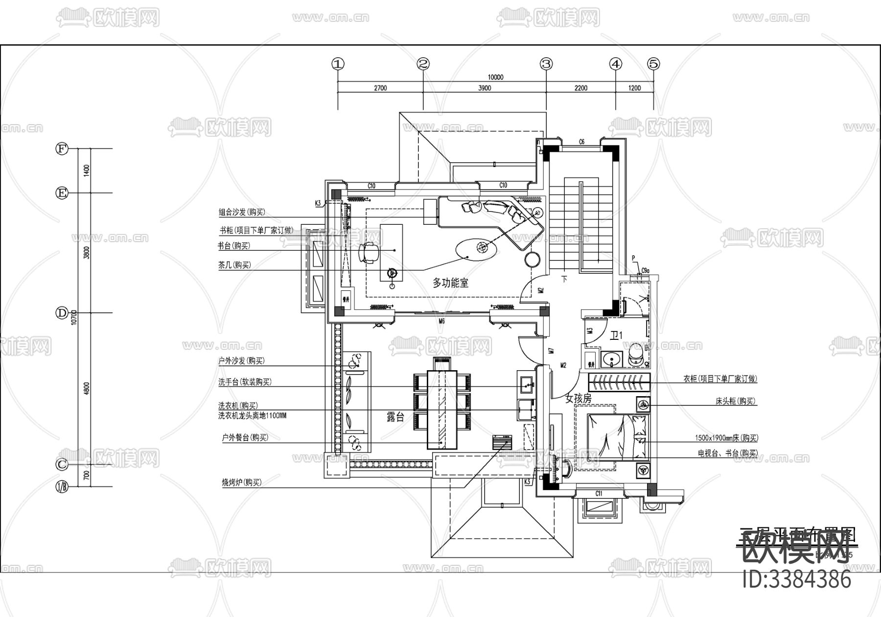 碧桂园别墅CAD施工图下载（渲染图6）