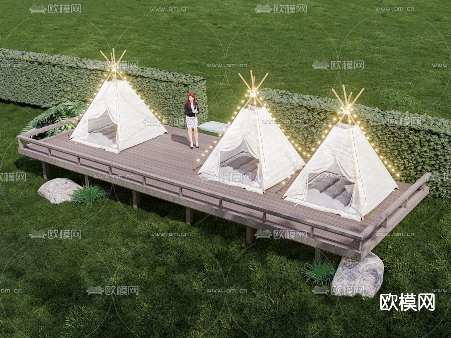 露营帐篷 平台帐篷su模型下载（渲染图2）