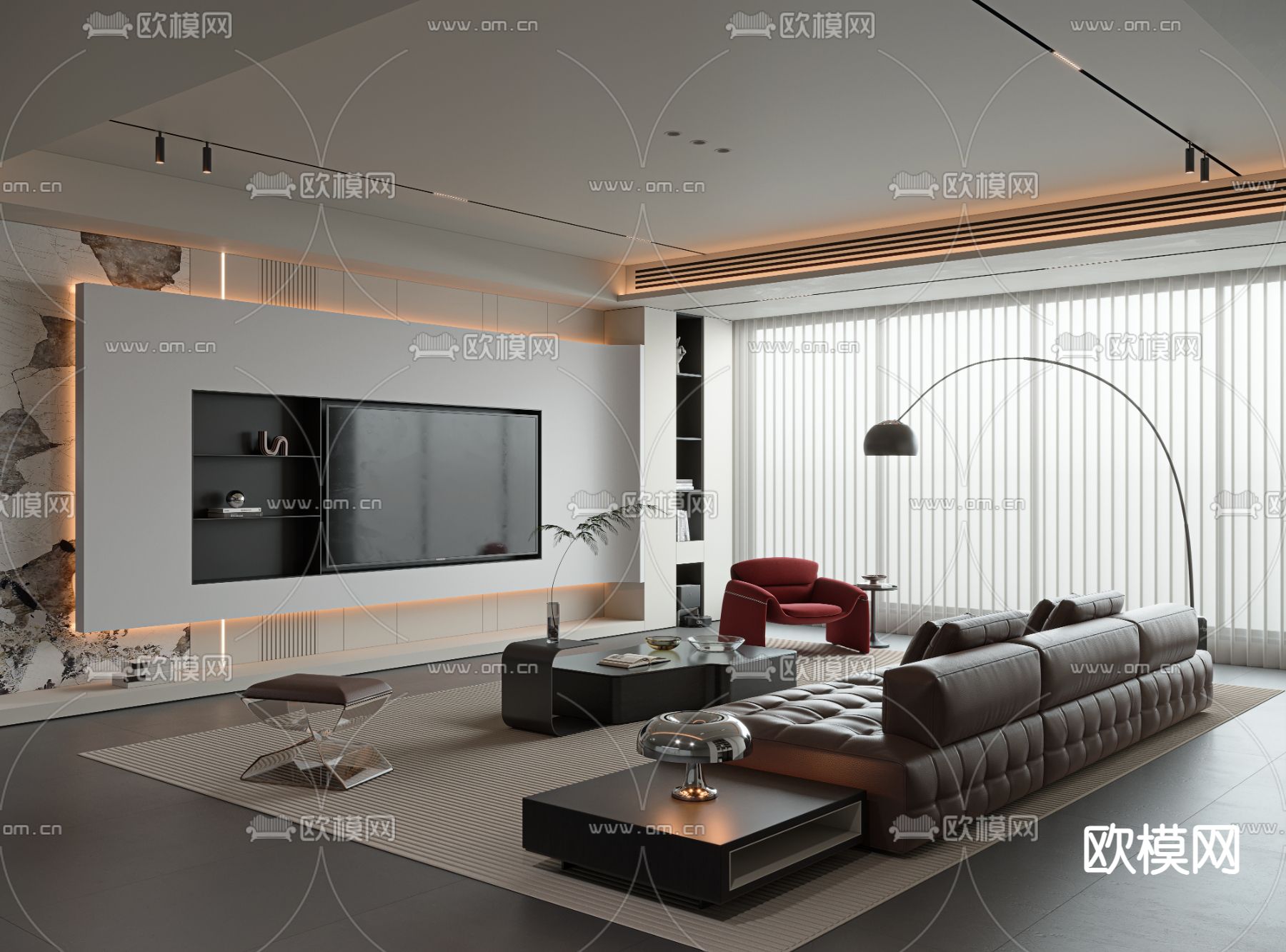 意式客厅su模型下载（渲染图2）