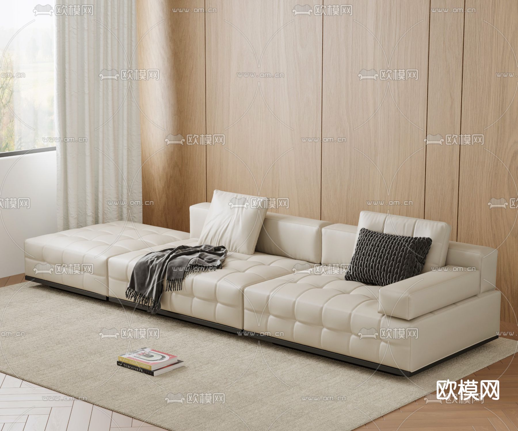 意式沙发 多人沙发3d模型下载