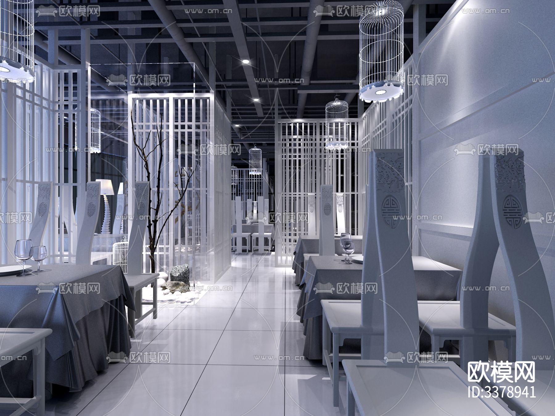 马仕玖煲丹露店餐饮酒店CAD施工图下载（渲染图9）