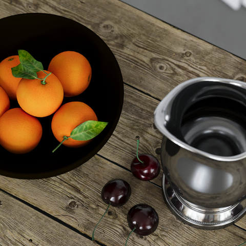  果盘 橙子 车厘子su模型 