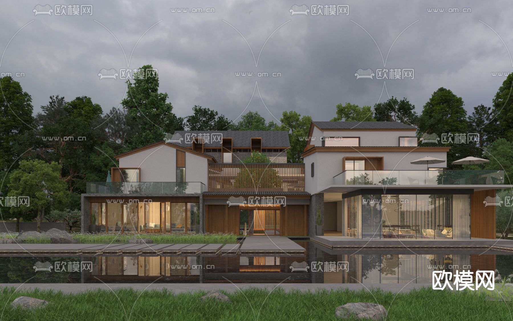 木屋 独栋别墅外观3d模型下载