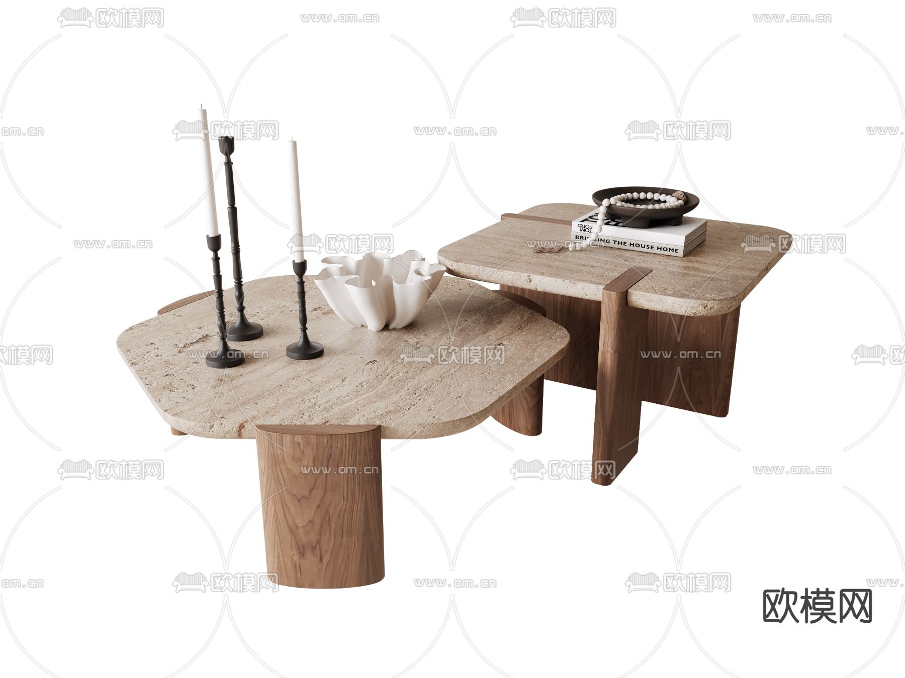 侘寂子母茶几su模型下载（渲染图2）