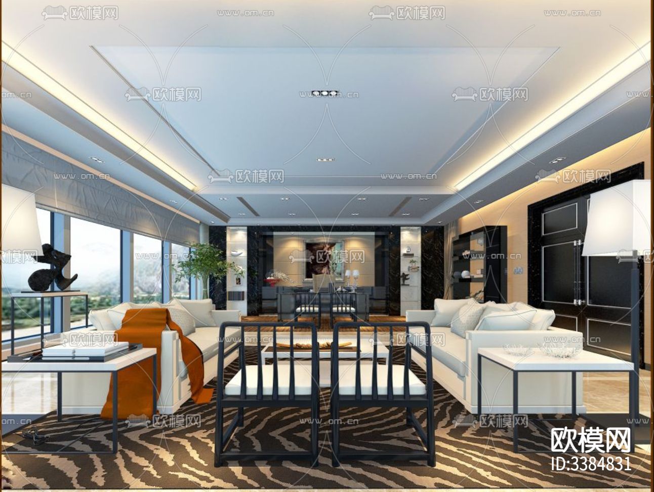 城市花园七层办公室CAD施工图下载（渲染图1）