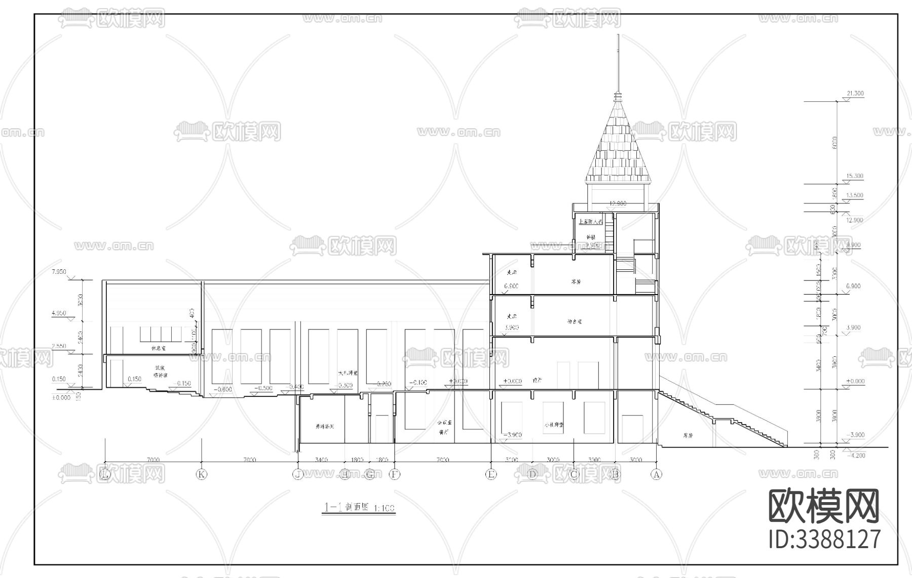 基督教會(huì)建筑圖cad施工圖下載（渲染圖7）