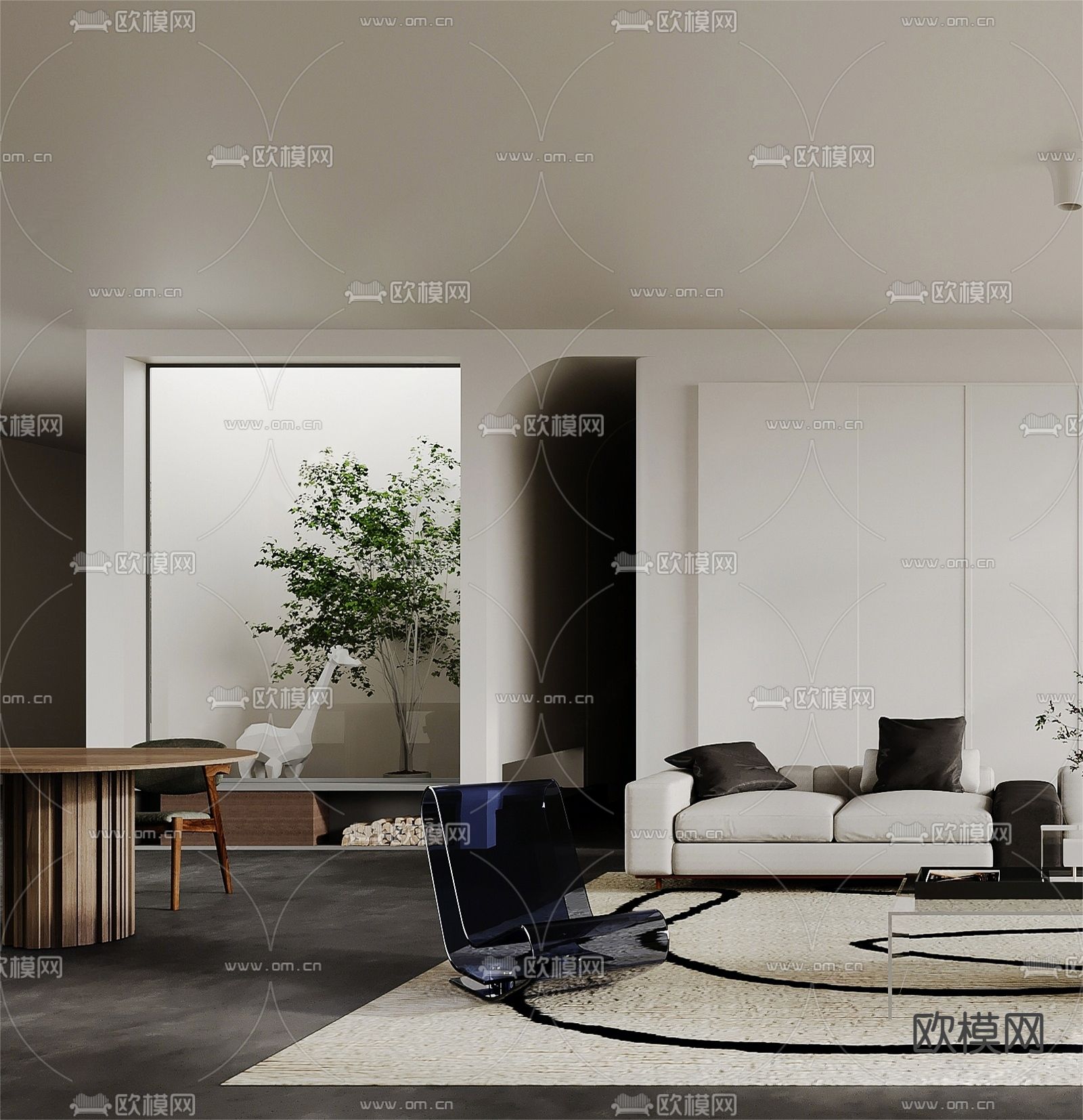 现代客餐厅3d模型下载（渲染图2）